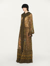 INTO THE EAST 25 Autumn/Winter Lotus Collar Silk Print Ribbon Dress ITE-E1DGAW016GR21DS-LV Green